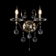 IL32122  Zinta Crystal Switched Wall Lamp 2 Light Antique Brass
